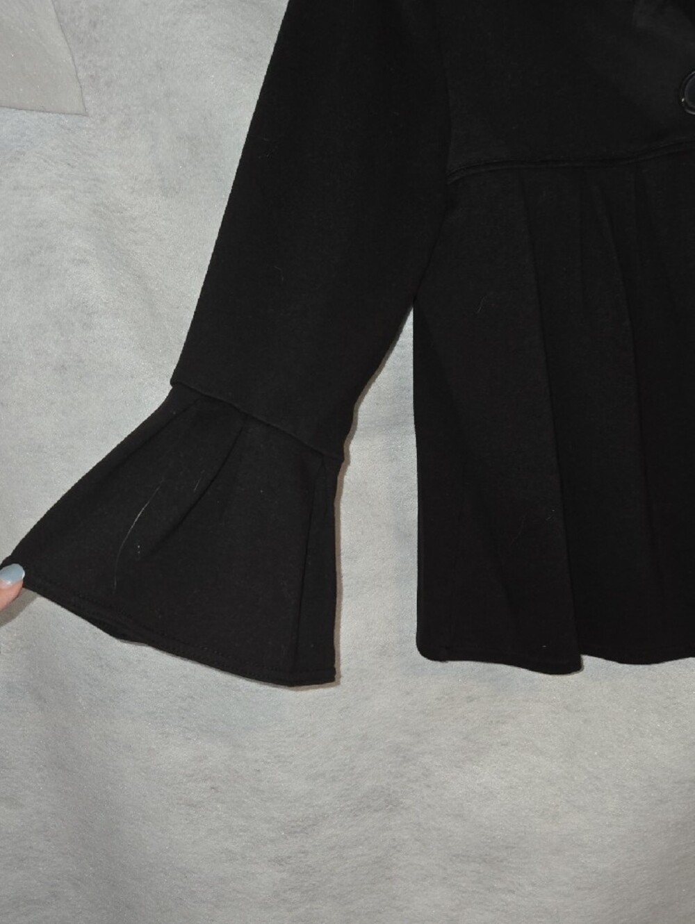 Cato Black Ruffled Sleeve Single-Button Jacket - Picture 3 of 6
